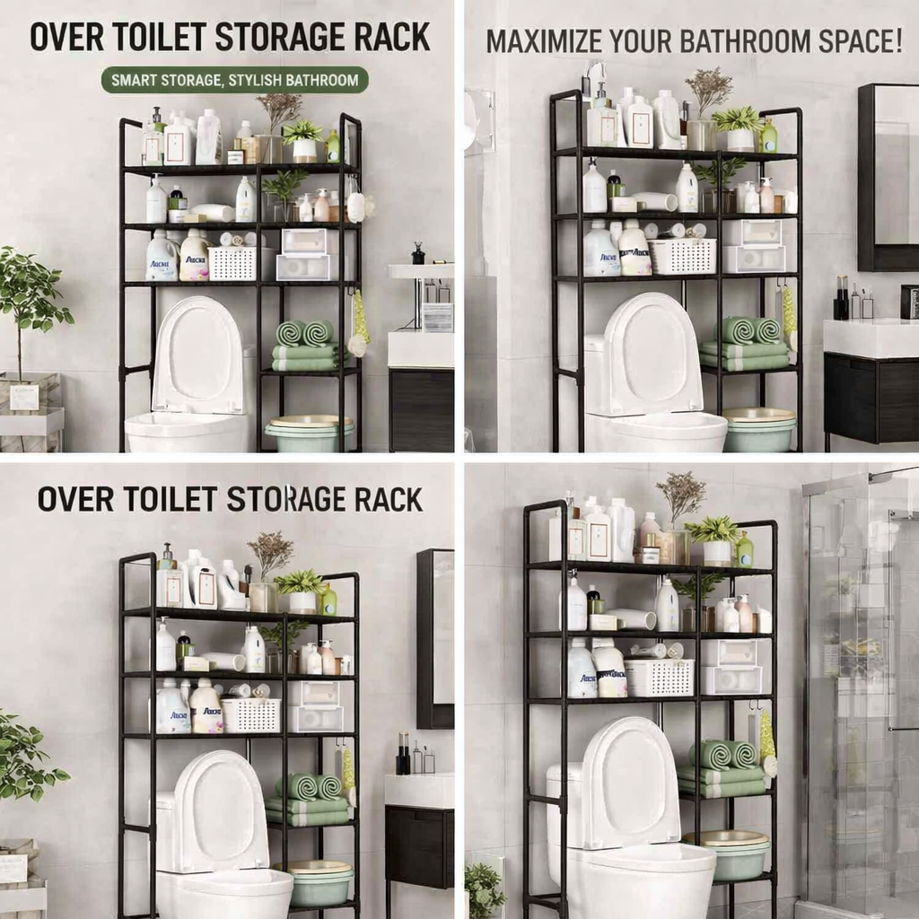 Space Saver Toilet Storage Rack with Shelves for Bathroom Essentials