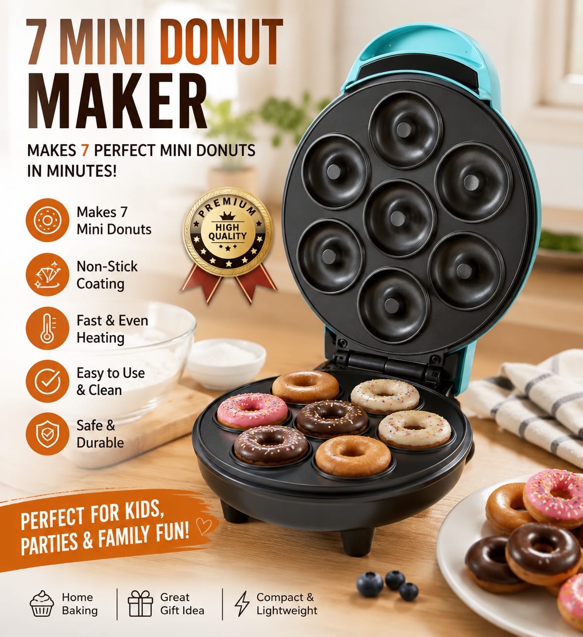 7-Cavity Electric Mini Donut Maker